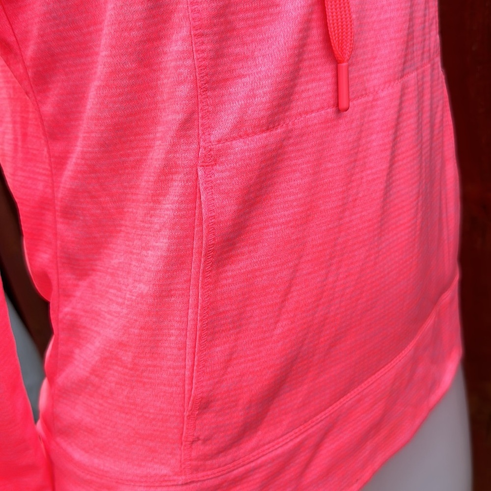 Avia Heathered Neon Pink Cowl Neck Activewear Pullover Hoodie Thumbholes Size M - Picture 6 of 9